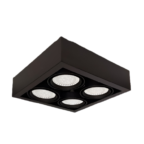 Plafón cuadrado 4x50W P/AR111 negro